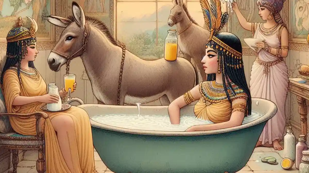 Queen Cleopatra ’s Beauty Secret bathing in Donkey Milk